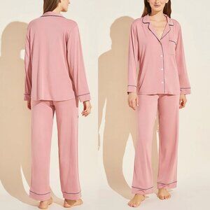 Eberjey Pink Modal Pajama Set with Contrast Piping